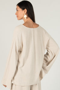 Sand Summer Linen Sweater Top