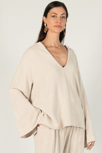 Sand Summer Linen Sweater Top