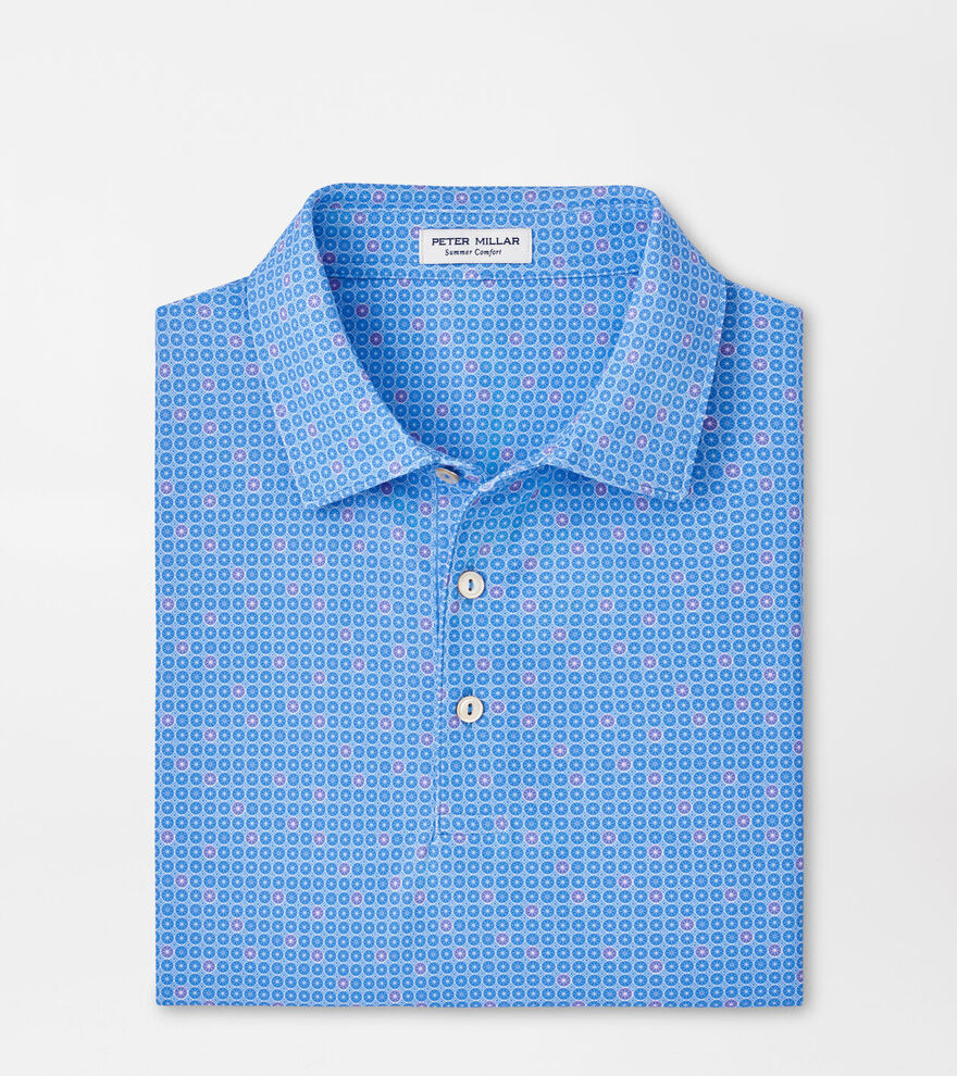 Liberty Blue Spoke Mesh Print Polo