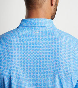 Liberty Blue Spoke Mesh Print Polo