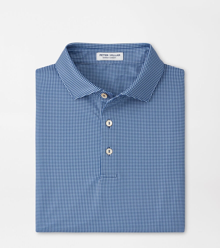Blue Haze Gingham Print Polo