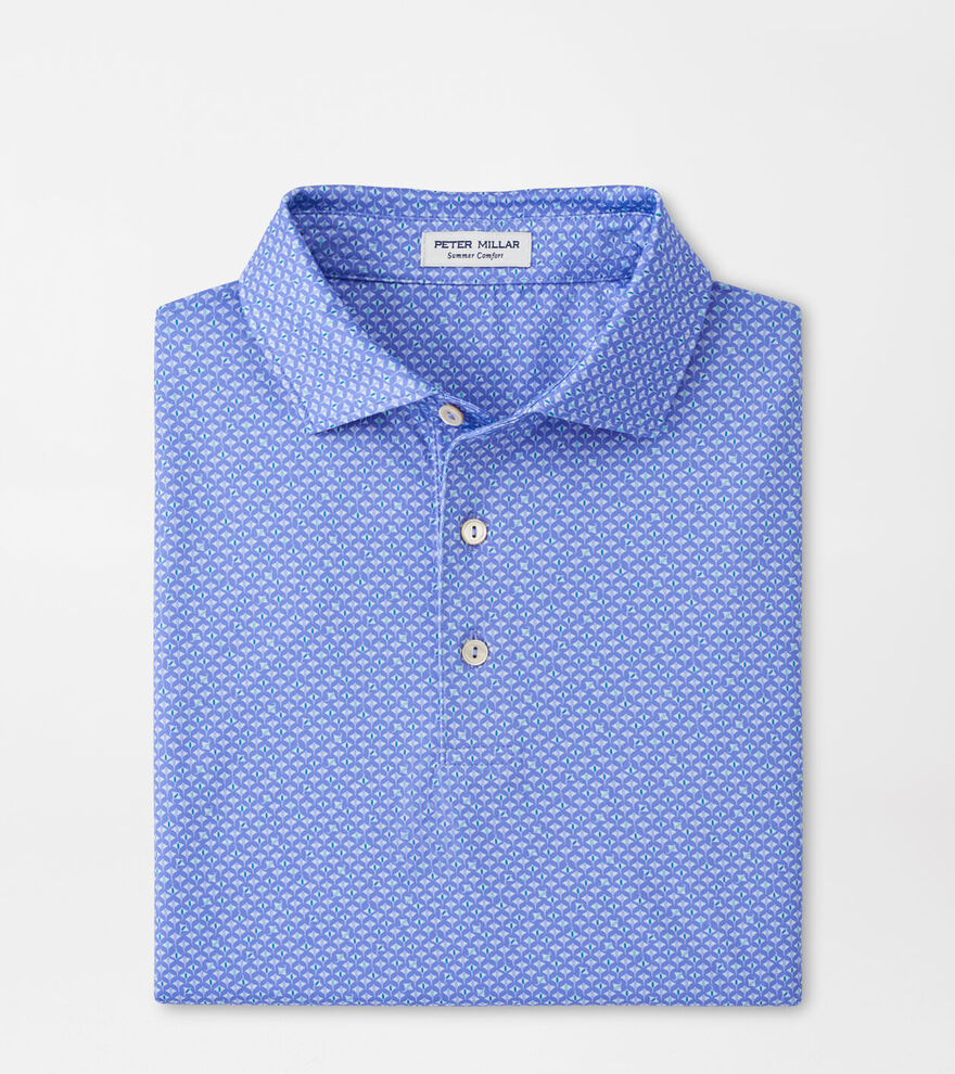 Seaside Blue Rays Print Polo