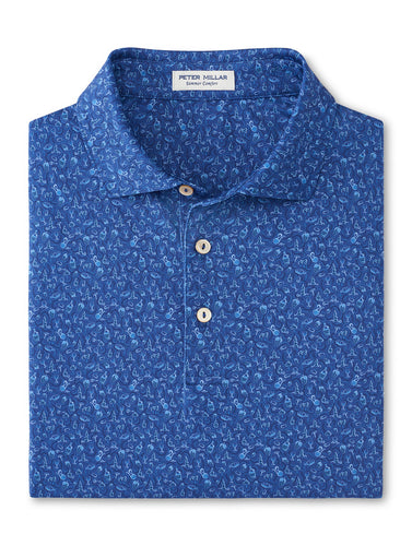 Sport Navy Wine Country Print Polo