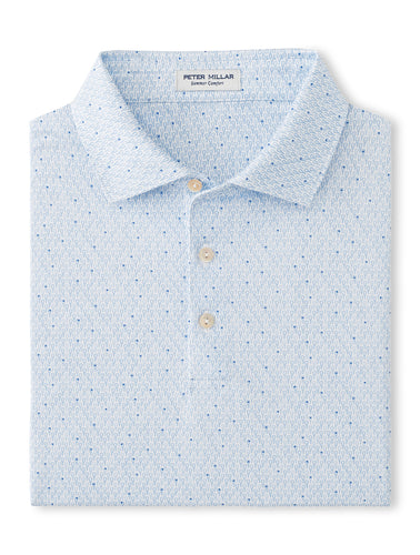 White Lacrosse Print Polo