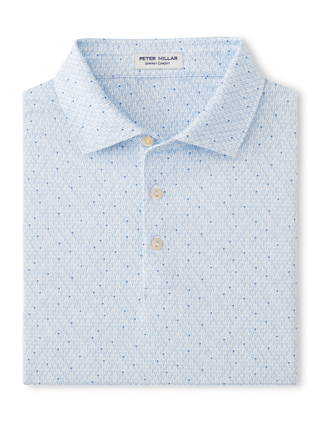 White Lacrosse Print Polo