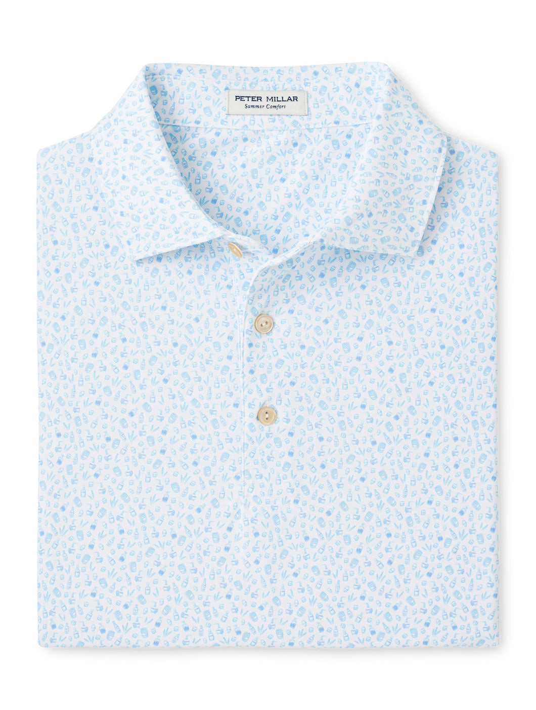 White Whiskey Print Mesh Polo