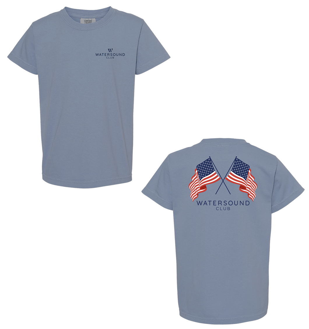Youth Washed Denim Flag Tee