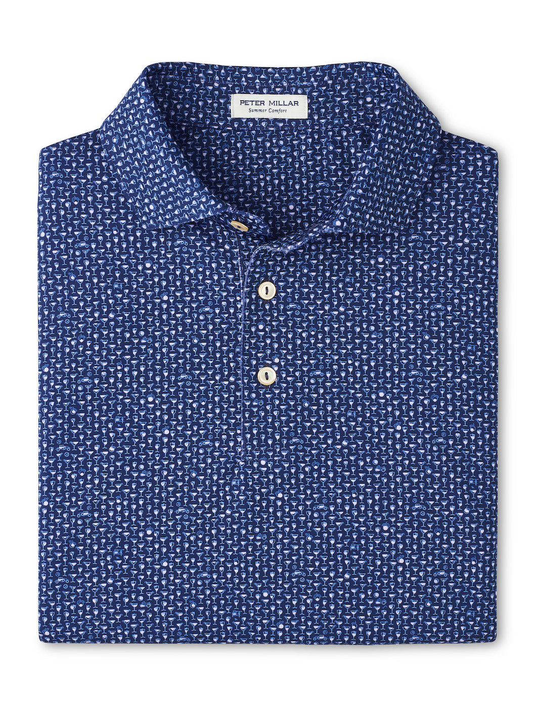 Navy Sidecar Print Polo